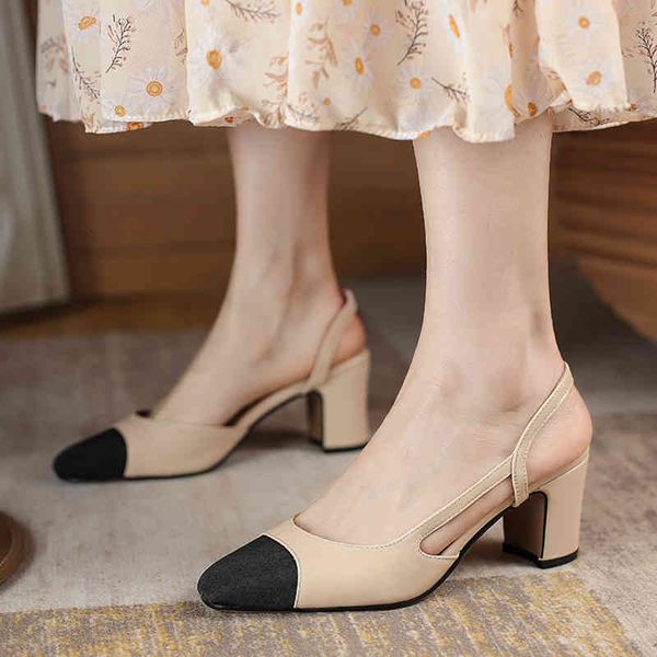 

sandals genuine leather of women shoes in high heels thick cow mixed colours pumps ladies party uas6, Black