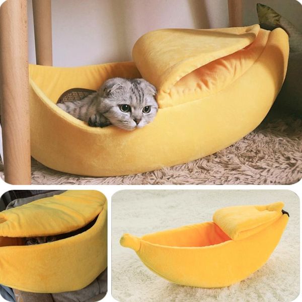 

cat beds & furniture banana bed house cozy cute puppy cushion kennel warm portable pet basket supplies mat for cats kittens
