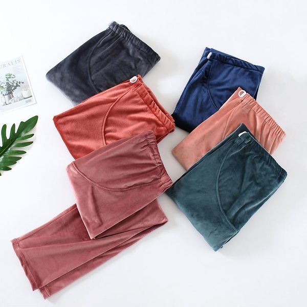 

maternity bottoms fdfklak women's pajama pants for pregnant women 2021 autumn winter trousers warm flannel sleep, White