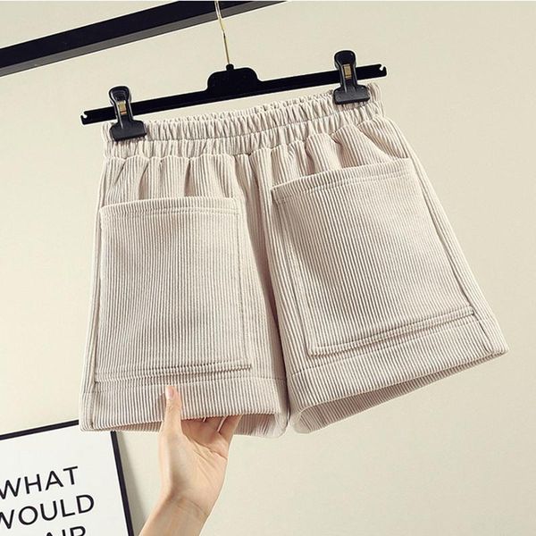 

corduroy women's shorts casual solid color female high waist wide leg drop, White;black