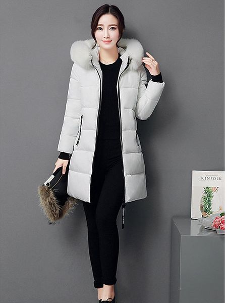 

women's trench coats 2021 winter fur collar cotton coat long section slim wild tide clothes hooded jacket sleeve, Tan;black