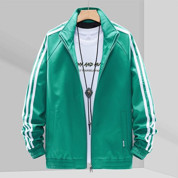 Jaqueta de colarinho masculina Men 2021 Spring Moda Windbreaker Jackets Solid Jackets Green Casuais Sports Loose for Men's