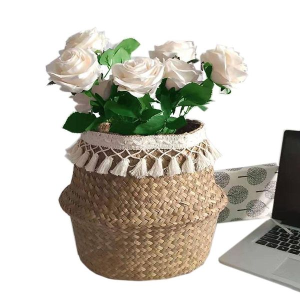 

storage baskets handmade bamboo seagrass wicker basket flower pot dirty laundry hamper drop
