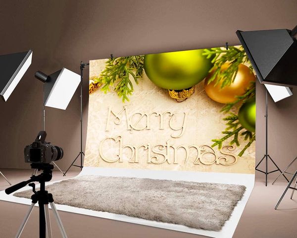 

party decoration green golden jingling bell pograph merry christmas thin festival decorations background backdrop po