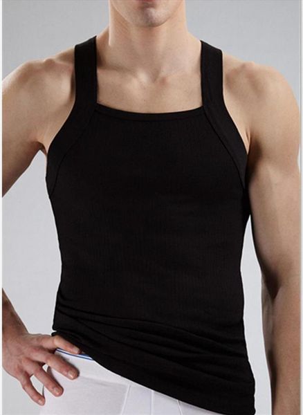 

men tank mens cotton bodybuilding undershirts clothes, White;black