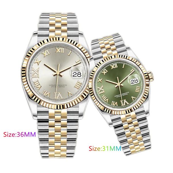 

u1 aaa+ 31/36mm mens womens diamond watches 2813 automatic movement stainless steel waterproof luminous wristwatches montre de luxe gift, Slivery;brown