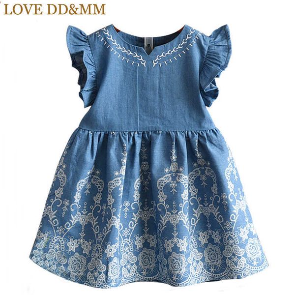 

love dd&mm girls clothing dresses summer girl fashion cowboy embroidered pure color dress 210715, Red;yellow