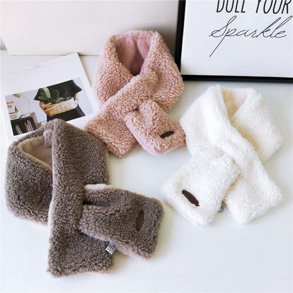 

scarves 2021 women winter warm plush scarf angora fur thicken ladies fake collar neckerchief boys girls children, Blue;gray