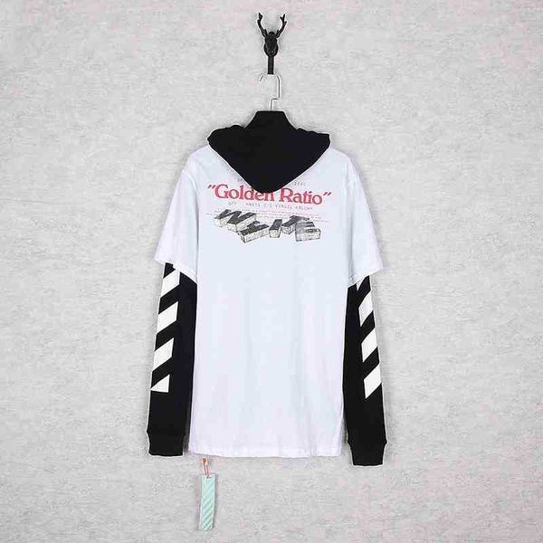 

Off autumn new European large loose long sleeve fake two piece Pullover, White
