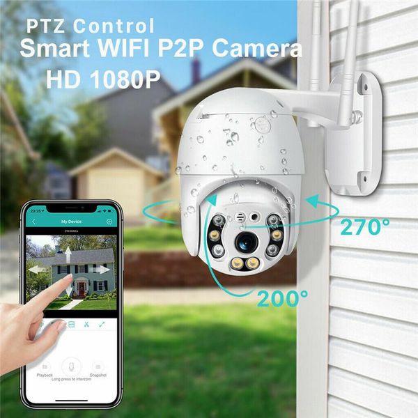 

cameras outdoor security camera wifi wireless ptz 4x zoom 2-way cctv 1080p ip dome