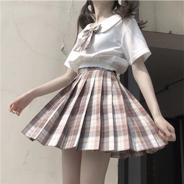 

skirts genuine jk embroidered shirt uniform short sleeve wild japanese navy collar basic set, Black