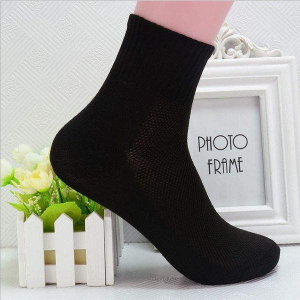 

men long cotton socks male spring summer cool soild mesh sock for all size, Black