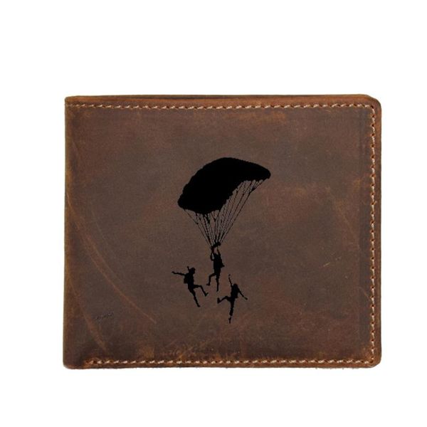 

wallets engraved picture parachute men wallet small coin pocket bags card holders custom name purse cowhide real leather, Red;black