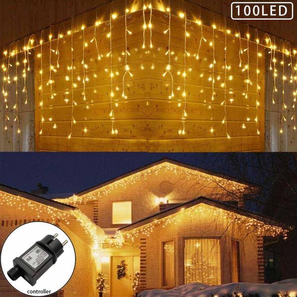 

strings 100led curtain icicle string lights droop christmas outdoor fairy garland home for wedding/party/garden dÃ©cor