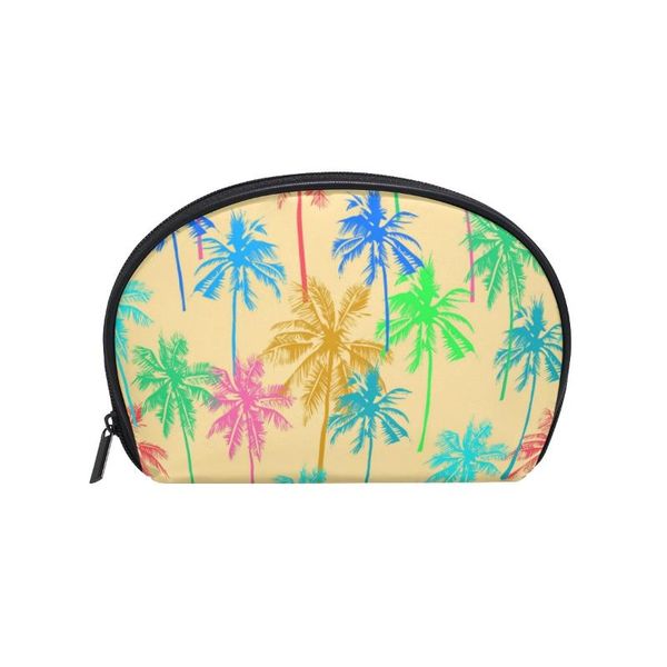 

fengju multifuncition shell cosmetic bag purse half moon hanging travel toiletry pouch for girls woman palm colorful bags & cases