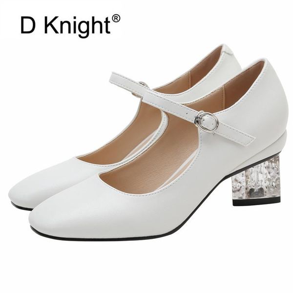 

shoes woman pumps buckle strap women's summer high heels mary janes crystal heel comfortable work lady dress, Black