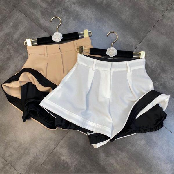 

women's shorts fabpop 2021 summer arrivals khaki high waist drawstring elastic ruffles women streetwear fashion tide gb700, White;black