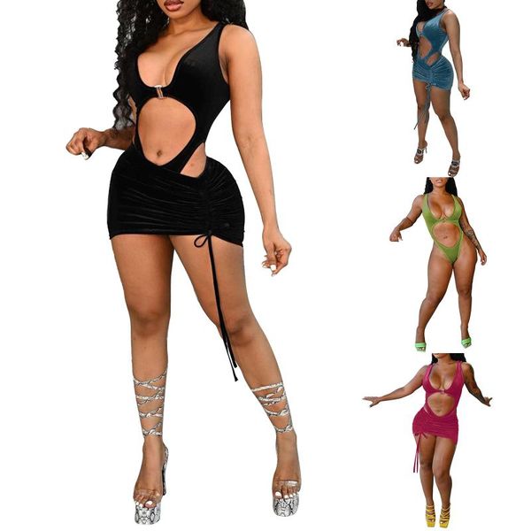 

women's swimwear women two-piece swimming clothes set, solid color deep v-neck and drawstring skirt, s/ / l/ xl/ xxl, White;black