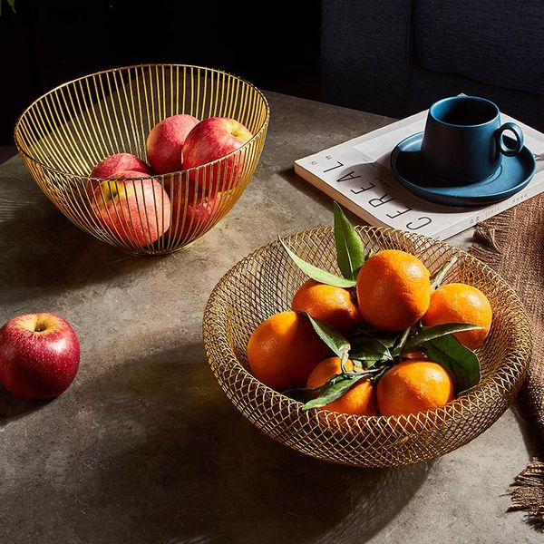 

dishes & plates metal wire fruit vegetable snack tray bowl basket deskkitchen storage rack holder candy nordic art organizer