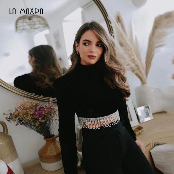 

two piece dress 2021 autumn velvet diamond chain tassel 2 stand collar pullover + waist skirt party set, White