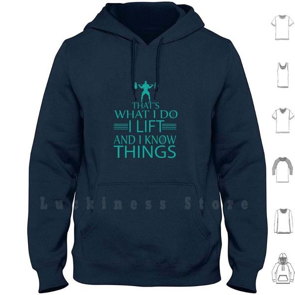 

men's hoodies & sweatshirts that's what i do lift and know things funny bodybuilding long sleeve workout, Black