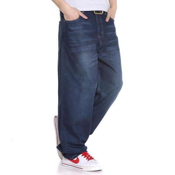 

pantblue-black straight loose hip-hop jeans men's wide-leg overalls street denim trousers
