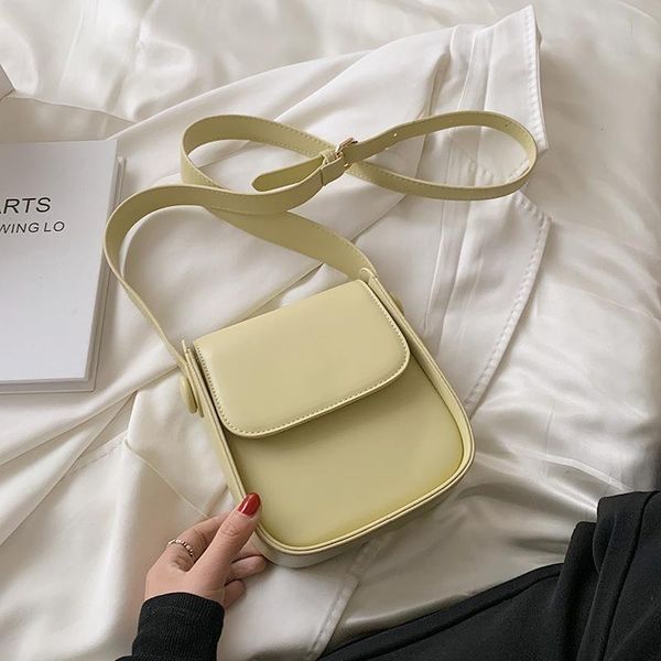 

evening bags simple pu leather small saddle shoulder for women 2021 solid color female crossbody bag designer handbags