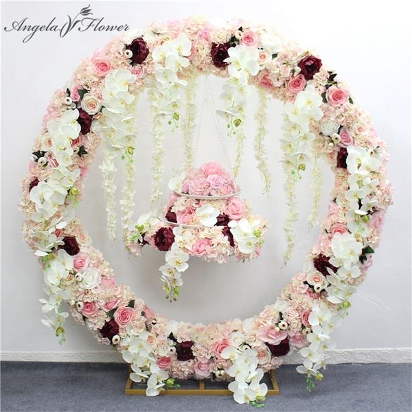 1 m/2 m künstliche Orchideenblüten-Reihenläufer-Dekoration, Party-Hochzeitshintergrund, Eisenbogenständer, Straßenführung, Glyzinien, Rose, Pfingstrose, Orchideenreihe 210317