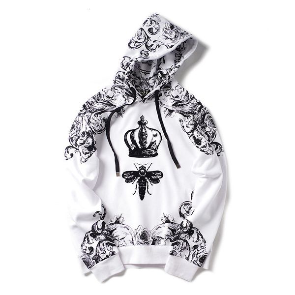 

hoodie arrival fashion crown bee hooded discount full print yes none cotton hoodies hip hop sweatshirt aywq, Black