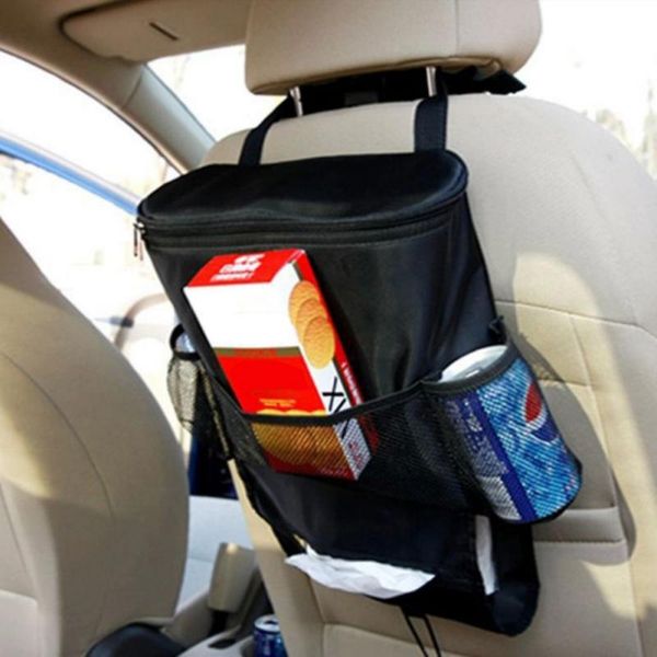 

car organizer black back seat storage bag hanging multi-pocket auto tissue box