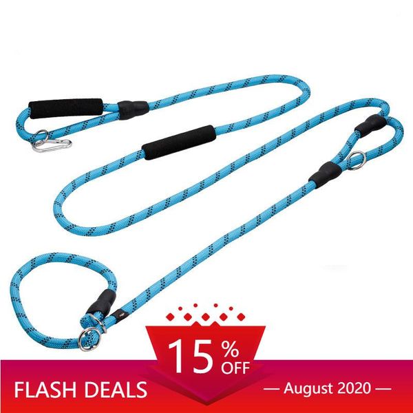 

dog collars & leashes reflective p chain large leash slip collar 2 handles pet walking lead long short rope double handle for medium big