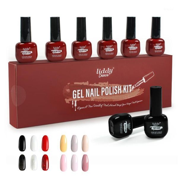 

8pcs/set gel nail polish set 6 colors semi permanent uv led varnish soak off lacquers base coat uv1, Red;pink