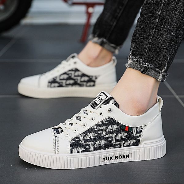 

mens summer korean style trendy all-matching sneakers low-flat sports height increasing insole casual white shoes for teenagers
