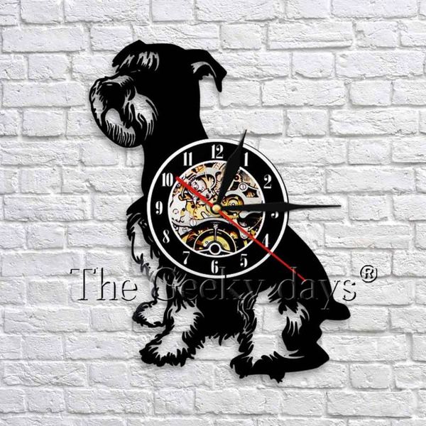 

wall clocks mini schnauzer dog walll clock giant animal puppy silhouette art decor gift for pet lover