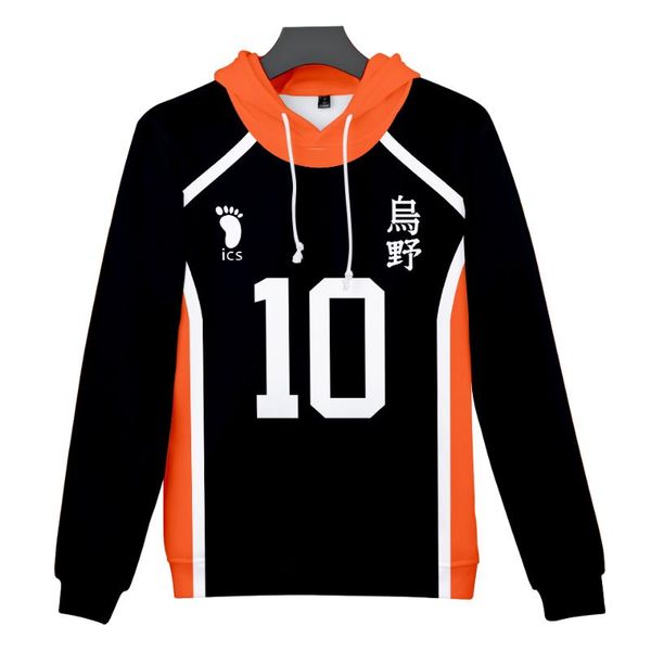 

men's hoodies & sweatshirts personality harajuku hooded sweatshirt boys haikyuu fashion 3d kids pullovers casual high quality, Black