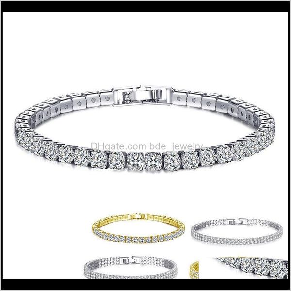 

bracelets jewelry1/2/3 row round cubic zirconia tennis bracelet for women fashion gold sier color crystal bracelets/bangle wedding jewelry d, Golden;silver