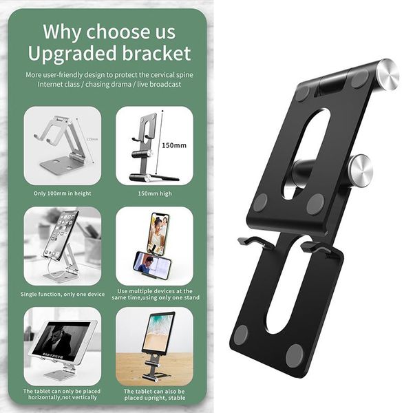

cell phone mounts & holders foldable deskstand tablet mobile holder adjustable duble layer bracket for home office qjy99
