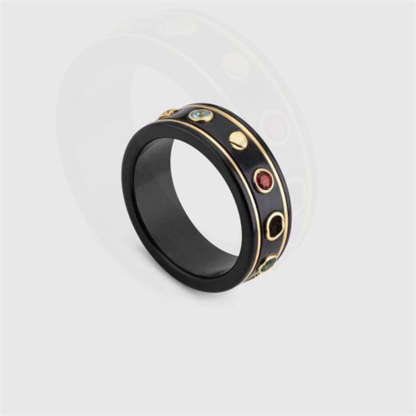 Luxo Designer jóias moda anéis negros amor mulheres menagéu anillos moissanite cerâmica anel para homens mulheres noivado casamento jóias amante presente