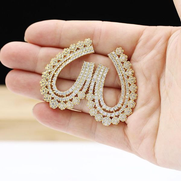 

dubai 18 karat gold pendant earrings, rose tassel jewelry earrings for a wedding party elegant and beautiful lady's accesso dangle & ch, Silver