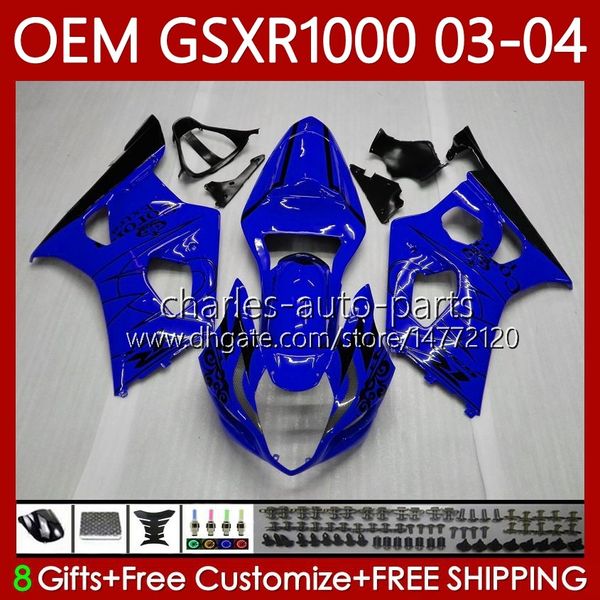 Azul Black Oem Bodys para Suzuki GSXR1000 K3 GSXR 1000 CC 03-04 Bodywork 67NO.121 GSXR-1000 K3 GSX R1000 2003 2004 GSX-R1000 1000CC 03 04 MODELO DE INVEÇÃO FIT