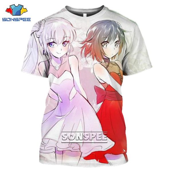 

men's t-shirts sonspee ruby ose anime men women 3d t-shirt fight summer harajuku loli girl kawaii fashion casual short sleeve o-neck to, White;black