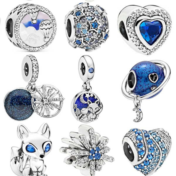 

925 silver sky blue serie vlinder bloem eenhoorn sterren maan uil vliegtuig kralen fit originele pandora charms armband diy sieradenluxury, Black
