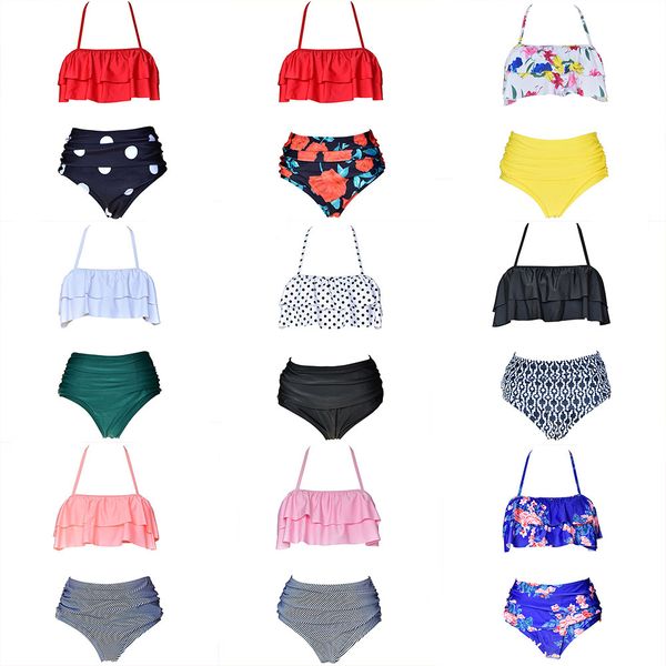 

swimwear women halter bating suit beach ruffle bikinis 2021 bandeau swimsuit push up bikini high waist maillot de bain 2xling