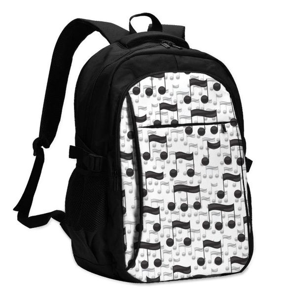 

backpack 2021 women black music notes on white background back to school