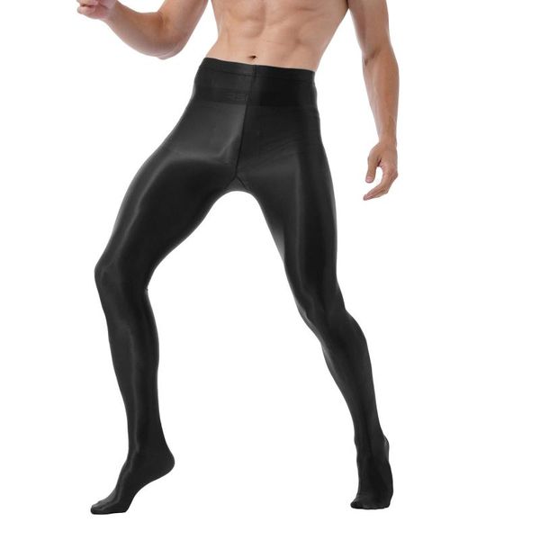 

men's pants mens fashion glossy pantyhose tights training fitness workout sports trousers gymnastics ballet dance yoga leggings, Black