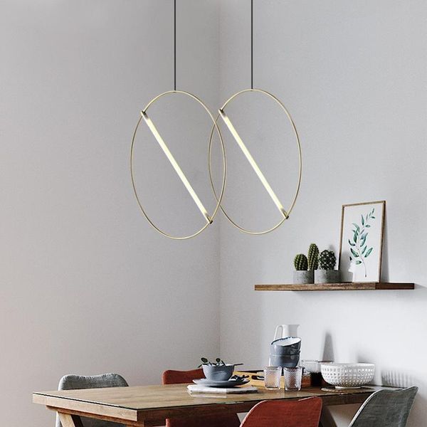 

pendant lamps nordic circle restaurant iron chandelier modern minimalist designer model room project exhibition hall living lamp