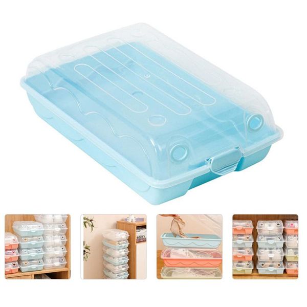 

storage bags 1pc thickened shoes box stacking sneakers container gift (blue)