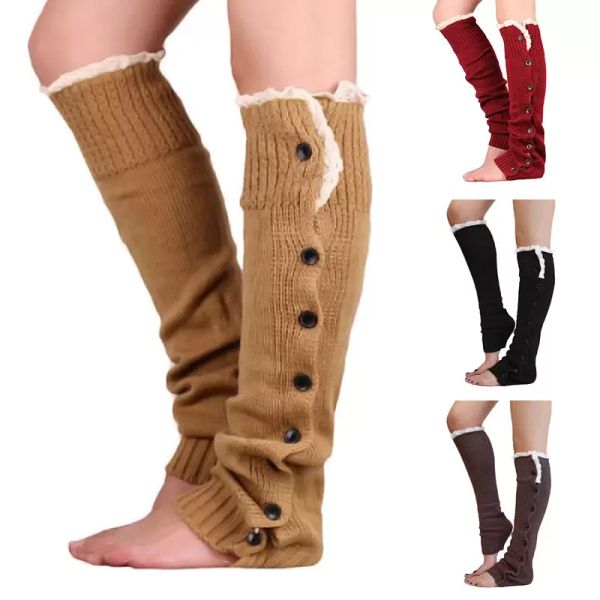 Moda Aksesuarları Lady Kadınlar Legging Ayak Isıtıcı Dantel Düğme Boot Gaiters Kış Sıcak Sonbahar Çorap Sıcak Bacak Örme Uzun Çorap Kapakları