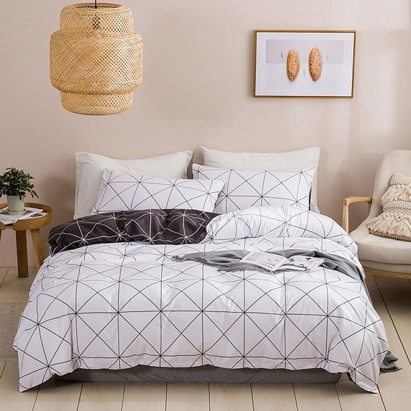 

bedding sets printed lines set for bedroom soft bedspreads double bed comfortable duvet cover quality quilt and 2 pillowcases
