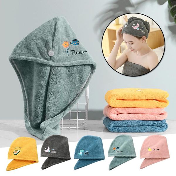

towel 2021 women's embroidered hair dryer cap thick corals fleece super absorbent dry quick-drying household supplies